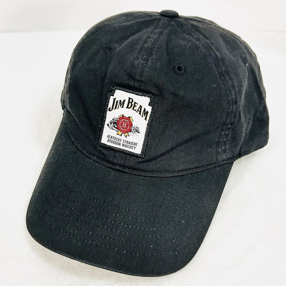 Jim Beam Bourbon Whiskey Patch Logo Hat Cap Adjustable Strapback‎ Black Casual